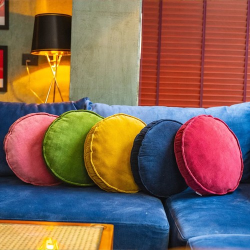 Cotton velvet round chair pad - chair,