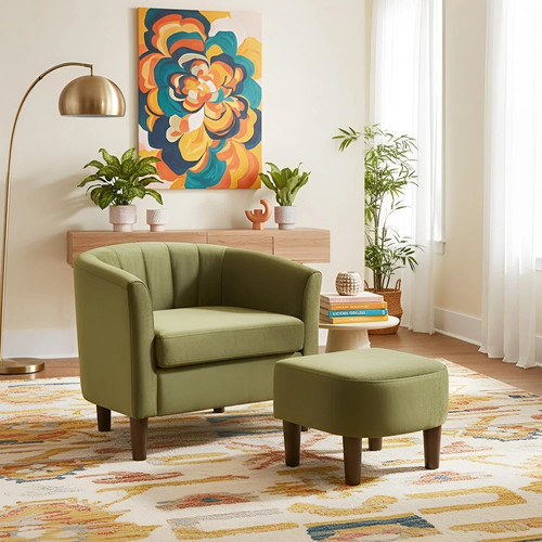 Green velvet barrel accent - green,