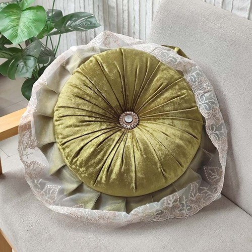 Velvet lace round - lace, cushion